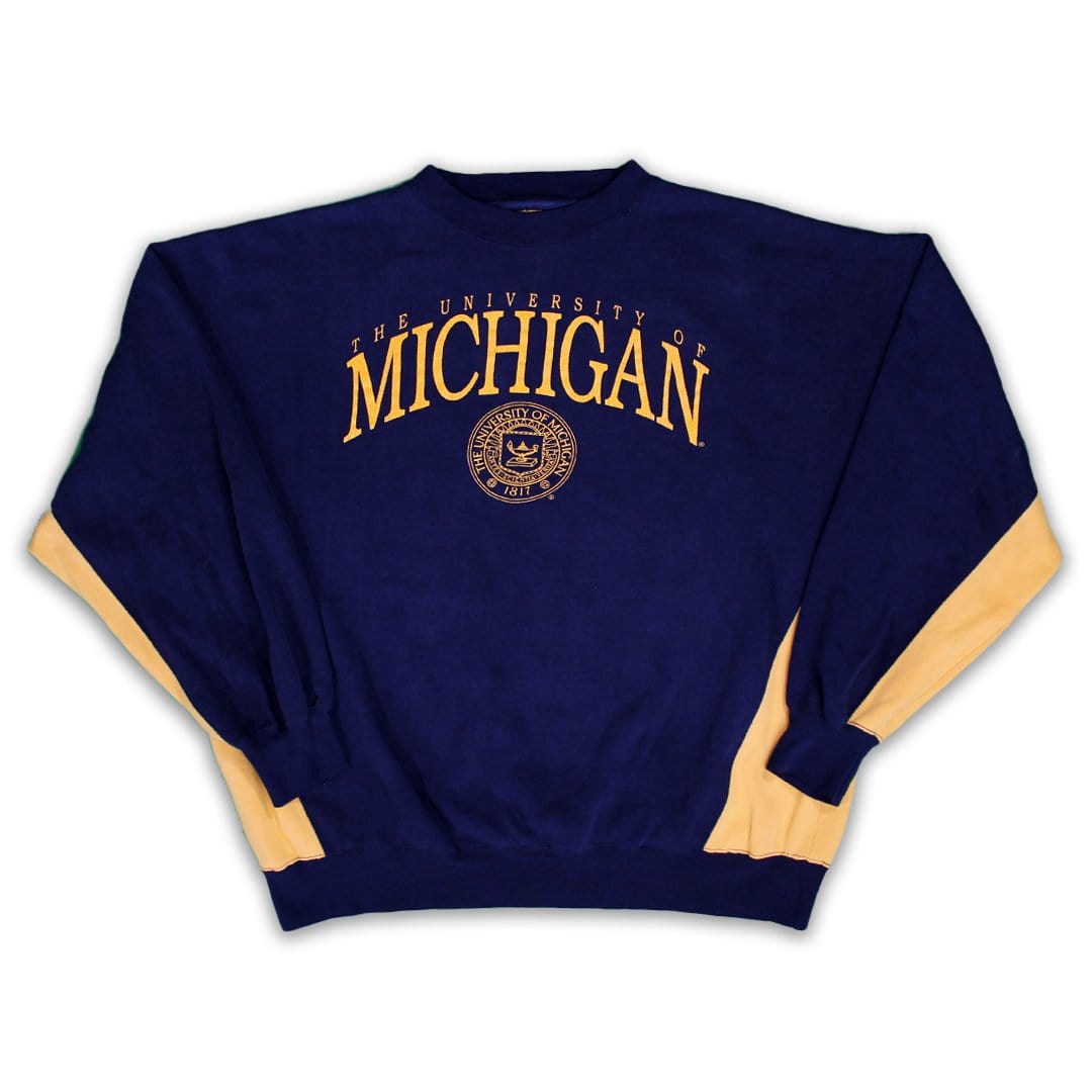 Vintage 80s Blue + Yellow Michigan State Crewneck (XL/XXL) | Rebalance Vintage.