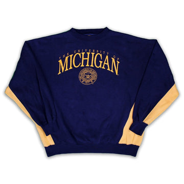Vintage 80s Blue + Yellow Michigan State Crewneck (XL/XXL) | Rebalance Vintage.