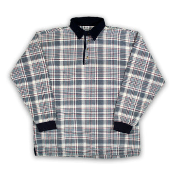 Vintage 90s Blue Plaid 1/4 Zip Button Up | Rebalance Vintage.