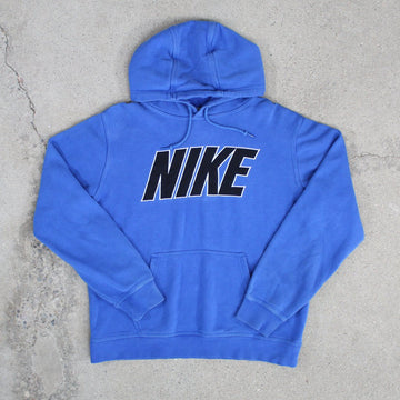 Vintage Blue Nike Block Letter Spell Out Hoodie | Rebalance Vintage.