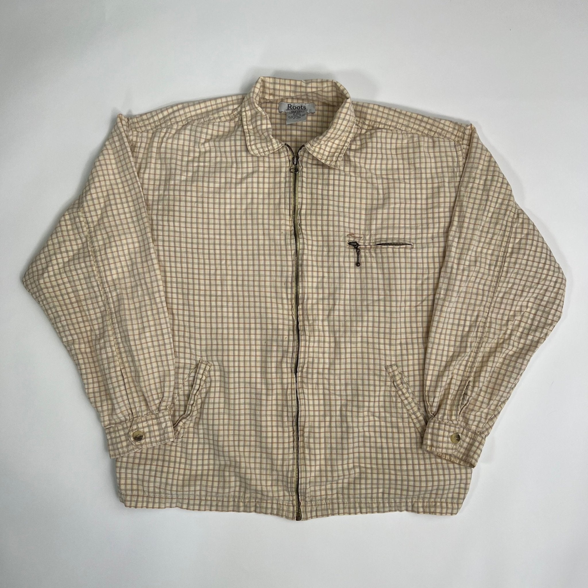 Vintage 80s Yellow + Orange Roots Checkered Jacket (L) | Rebalance Vintage.