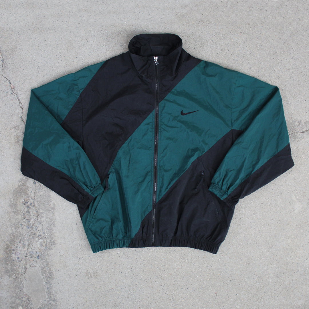 Vintage 90s Black + Green Nike Windbreaker | Rebalance Vintage.