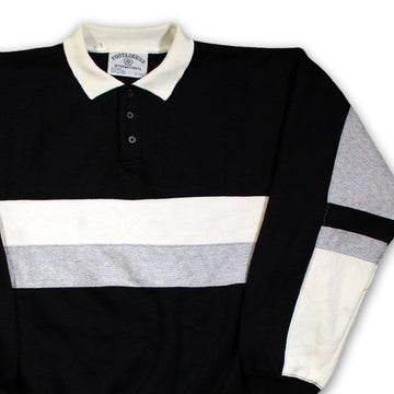 Vintage 90s Black, Grey + White Footlocker Collared Crewneck (XL) | Rebalance Vintage.