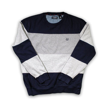 Vintage Grey + Blue Chaps Striped Crewneck | Rebalance Vintage.