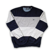 Vintage Grey + Blue Chaps Striped Crewneck