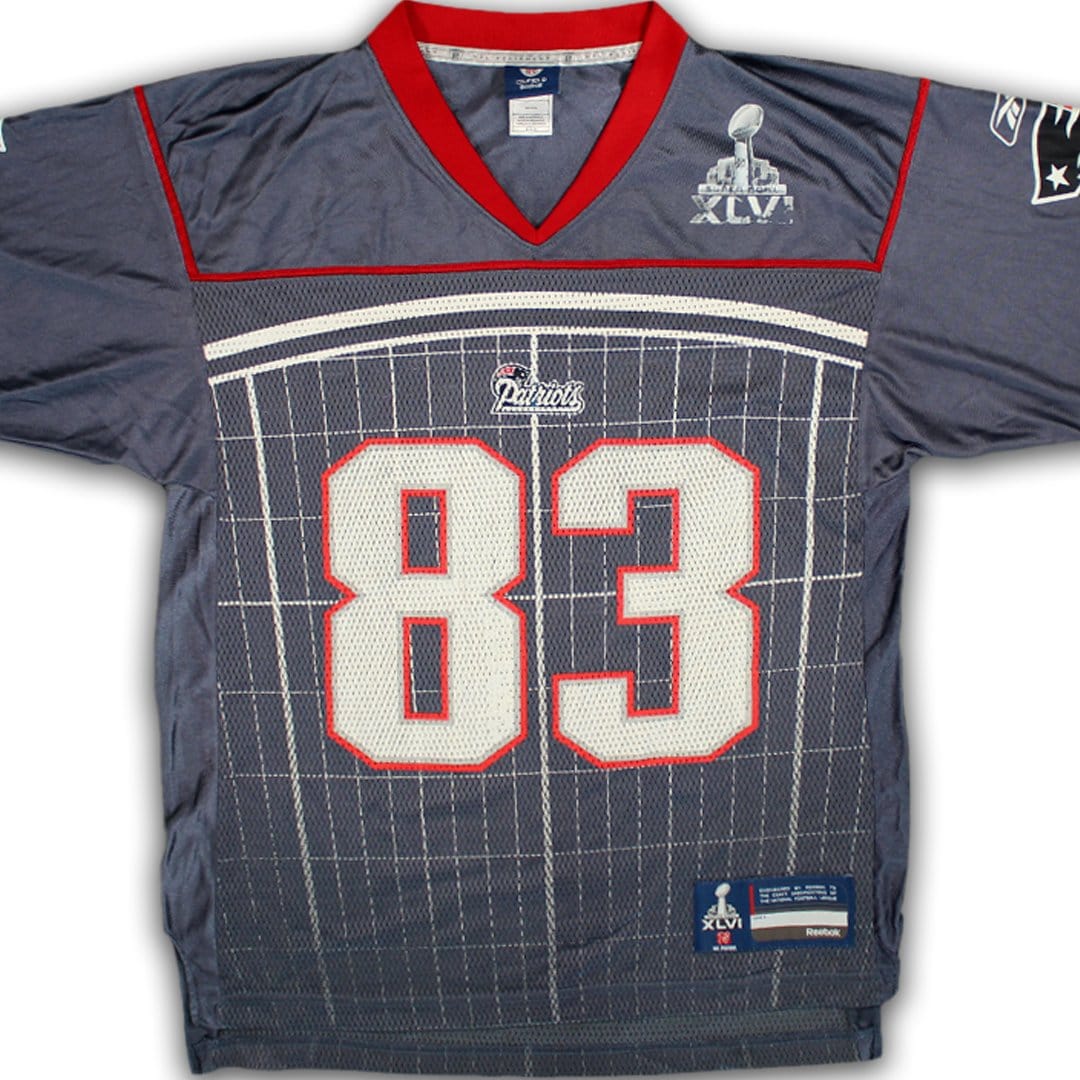 ‘12 Reebok Patriots Welker 83 XLV Super Bowl Jersey (M) | Rebalance Vintage.