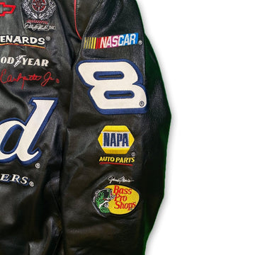 Vintage Budweiser #8 NASCAR Nextel Cup Series Leather Patch Bomber | Rebalance Vintage.