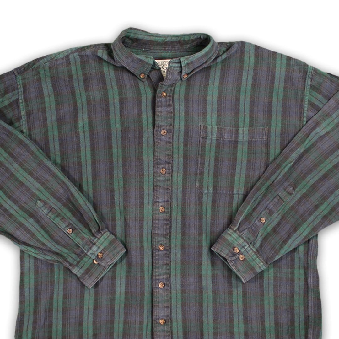 Vintage Blue + Green Plaid Button Up | Rebalance Vintage.