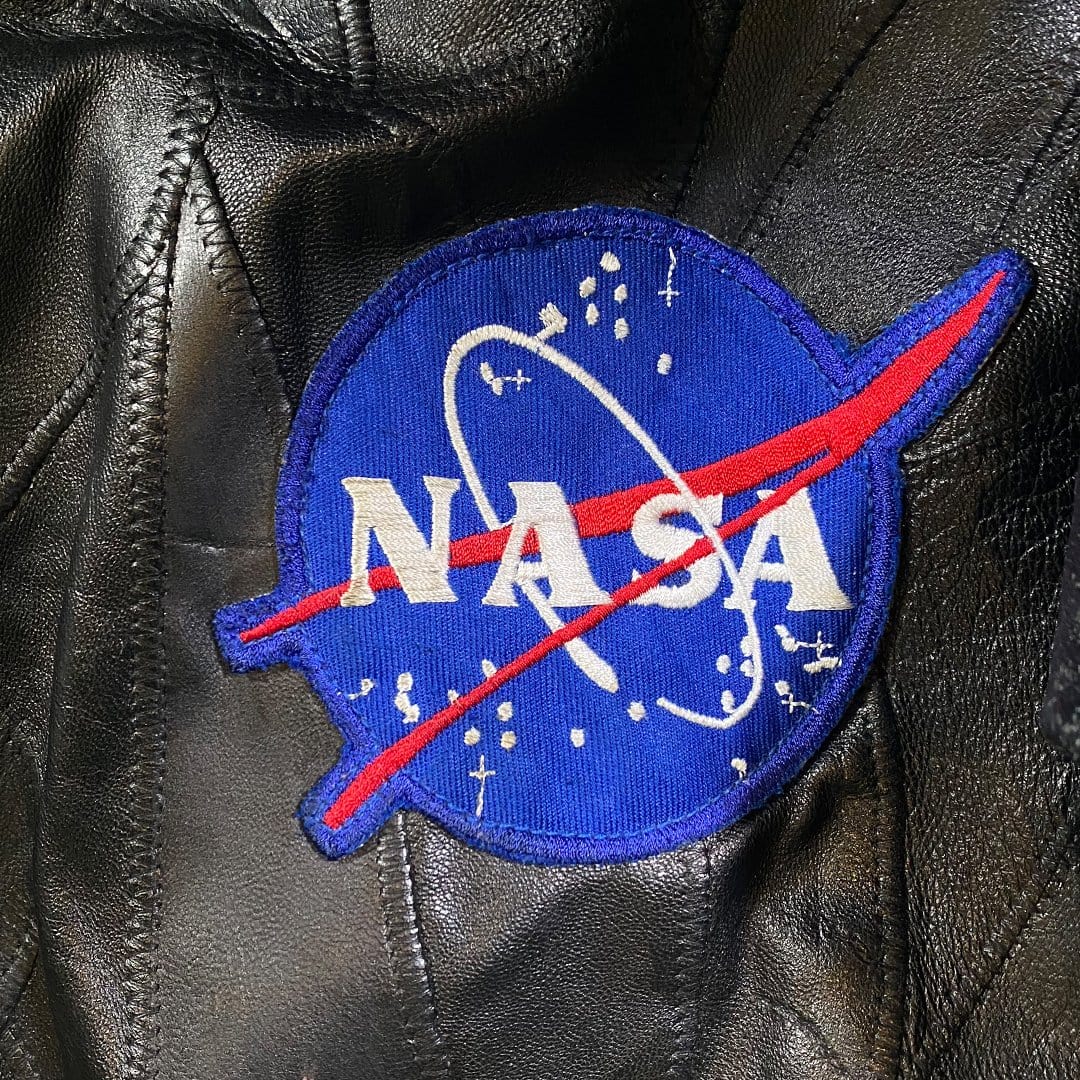 Vintage NASA Patch Leather Bomber Jacket | Rebalance Vintage.