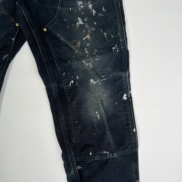 Vintage Black Carhartt Double Knee MADE IN USA Painted Cargo Pants (32 x 32) | Rebalance Vintage.