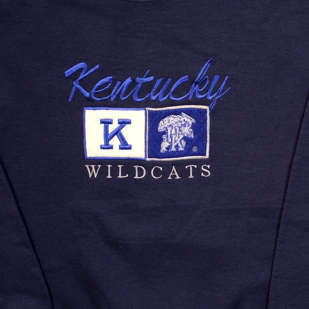 Vintage 90s Navy Kentucky Wildcats Embroidered Crewneck | Rebalance Vintage.