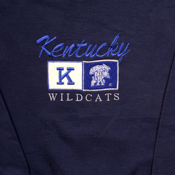 Vintage 90s Navy Kentucky Wildcats Embroidered Crewneck | Rebalance Vintage.