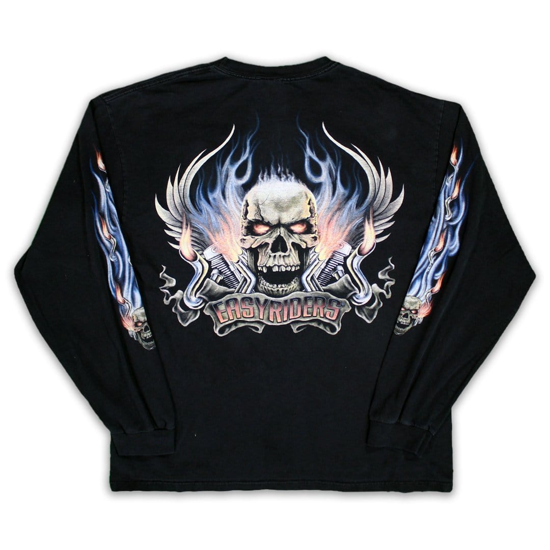 Vintage Easy riders Flaming Skull Long Sleeve | Rebalance Vintage.