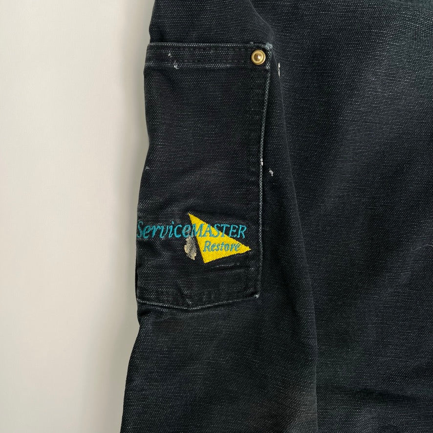 Vintage Black Carhartt Double Knee MADE IN USA Painted Cargo Pants (32 x 32) | Rebalance Vintage.