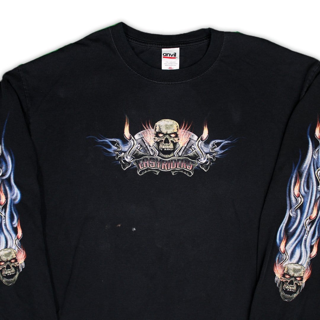 Vintage Easy riders Flaming Skull Long Sleeve | Rebalance Vintage.