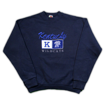 Vintage 90s Navy Kentucky Wildcats Embroidered Crewneck | Rebalance Vintage.