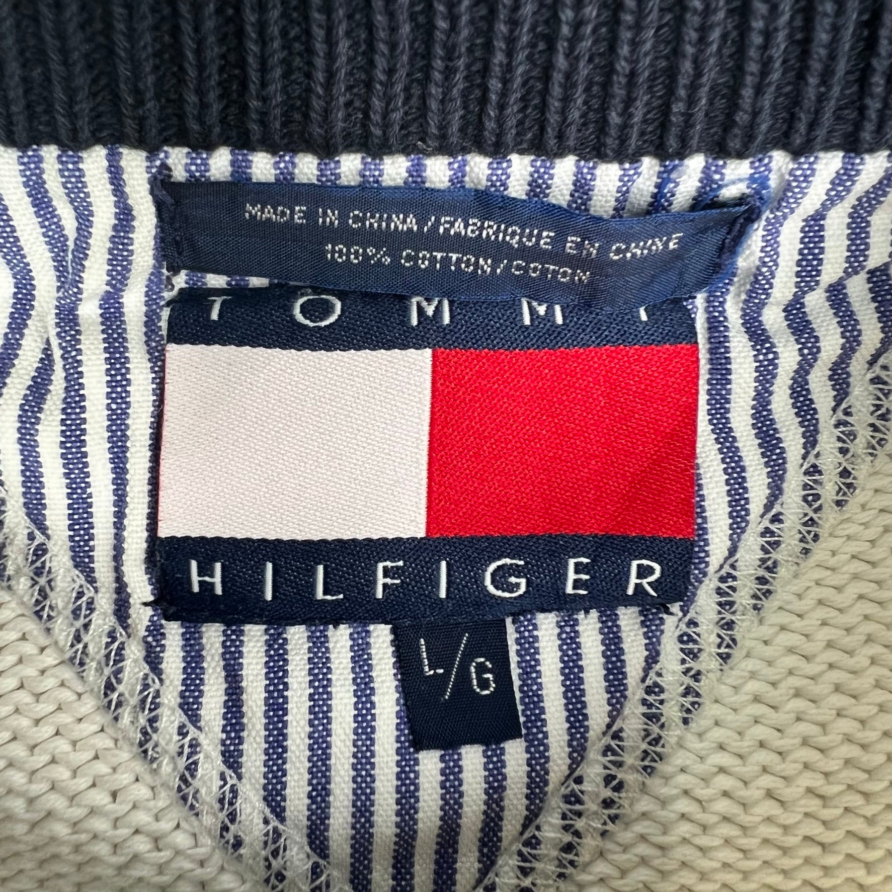 Vintage White Tommy Hilfiger Knit Sweater (L) | Rebalance Vintage.