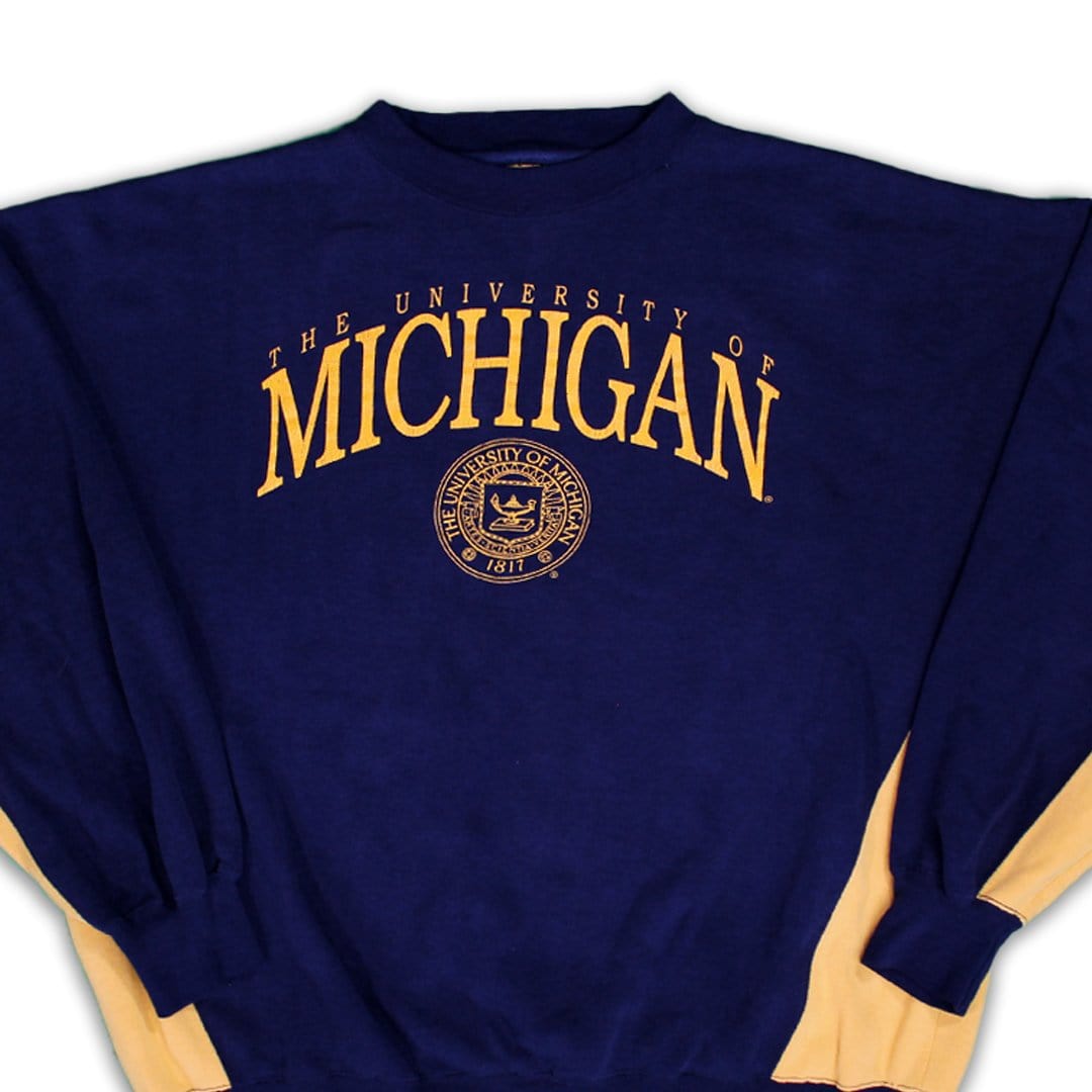 Vintage 80s Blue + Yellow Michigan State Crewneck (XL/XXL) | Rebalance Vintage.