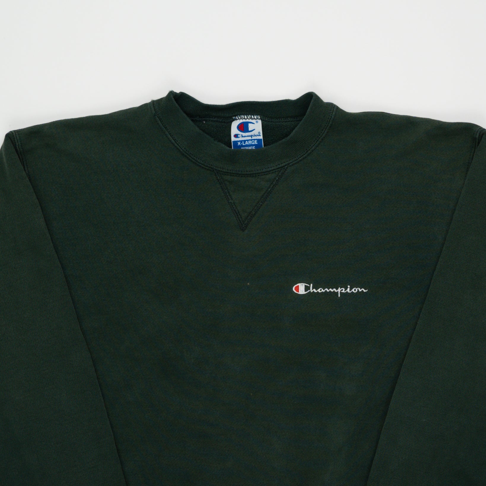 Vintage 90s Forest Green Champion Spell Out Crewneck (L) | Rebalance Vintage.