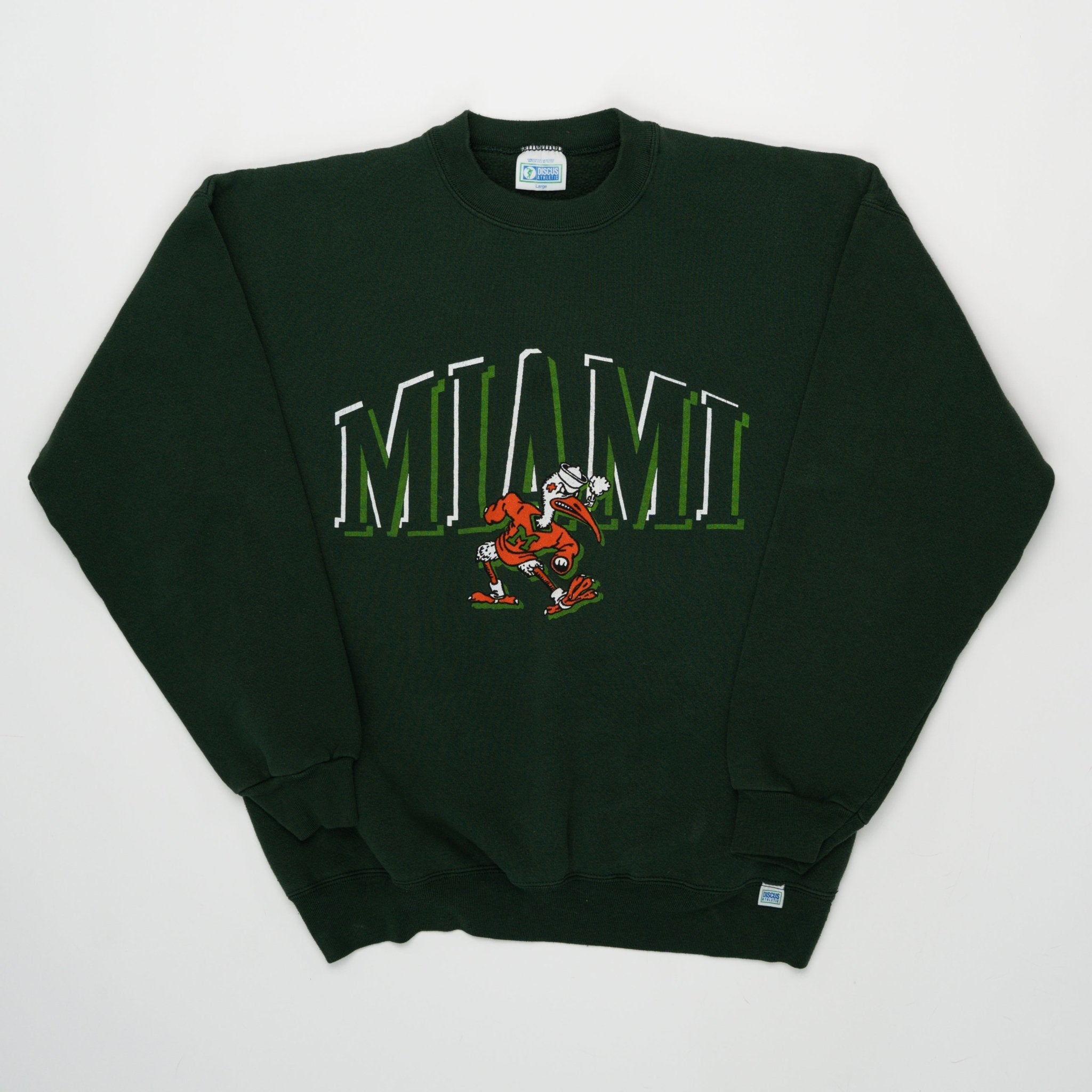Vintage Green University of Miami Mascot Crewneck (L) | Rebalance Vintage.