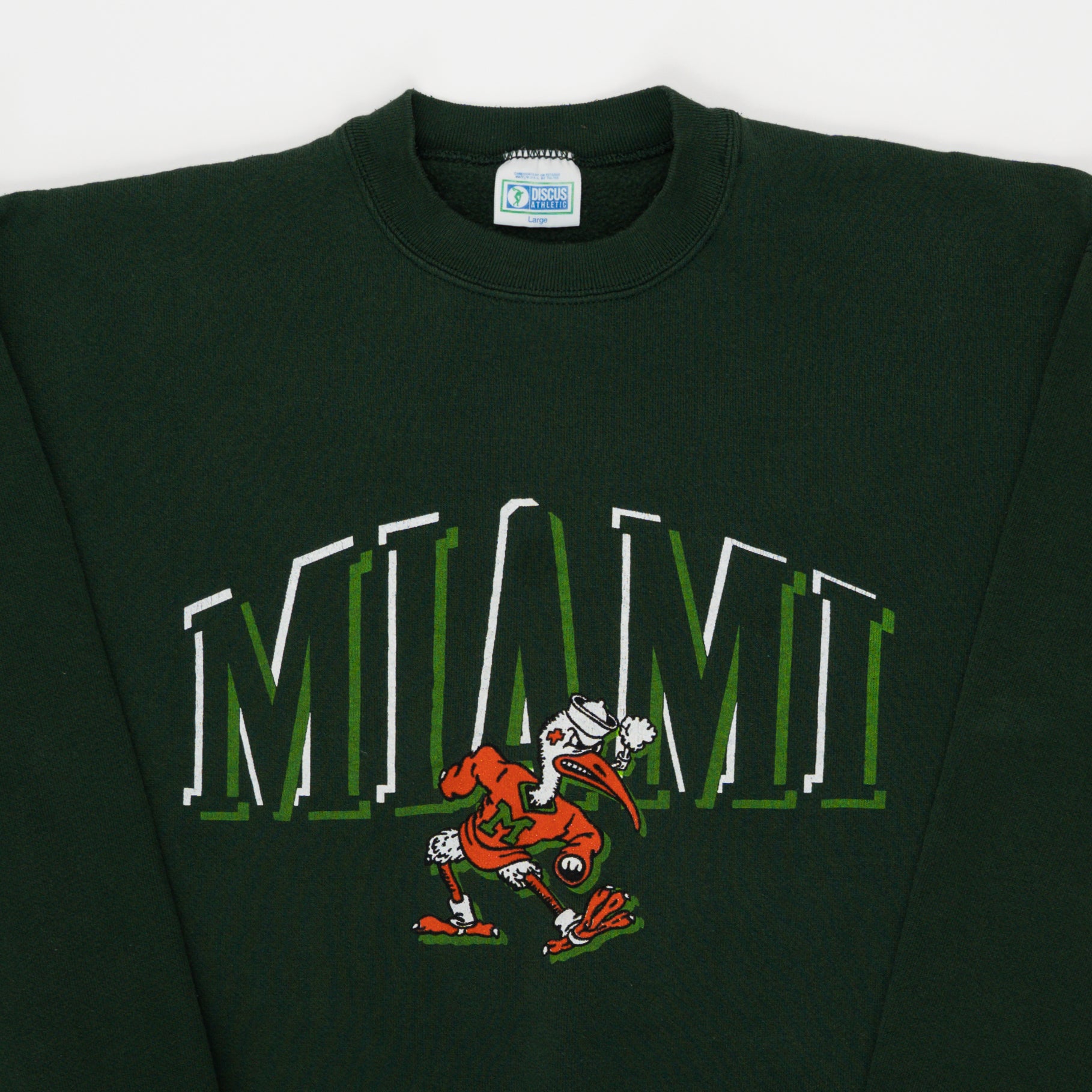 Vintage Green University of Miami Mascot Crewneck (L) | Rebalance Vintage.