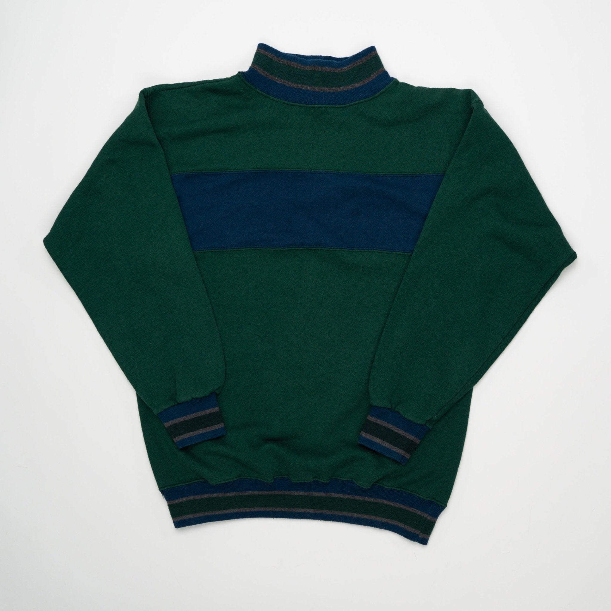 Vintage 80s/90s Hanes Blue + Green Crewneck (M) | Rebalance Vintage.