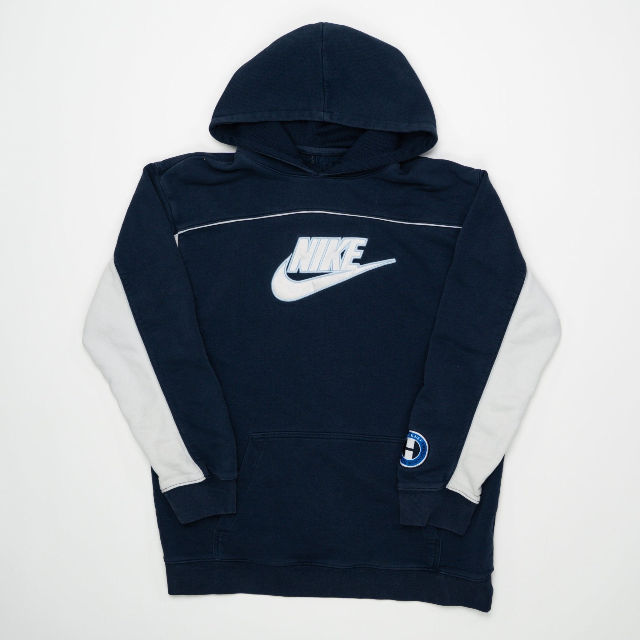 Vintage Navy Nike Spell Out Hoodie (M) | Rebalance Vintage.