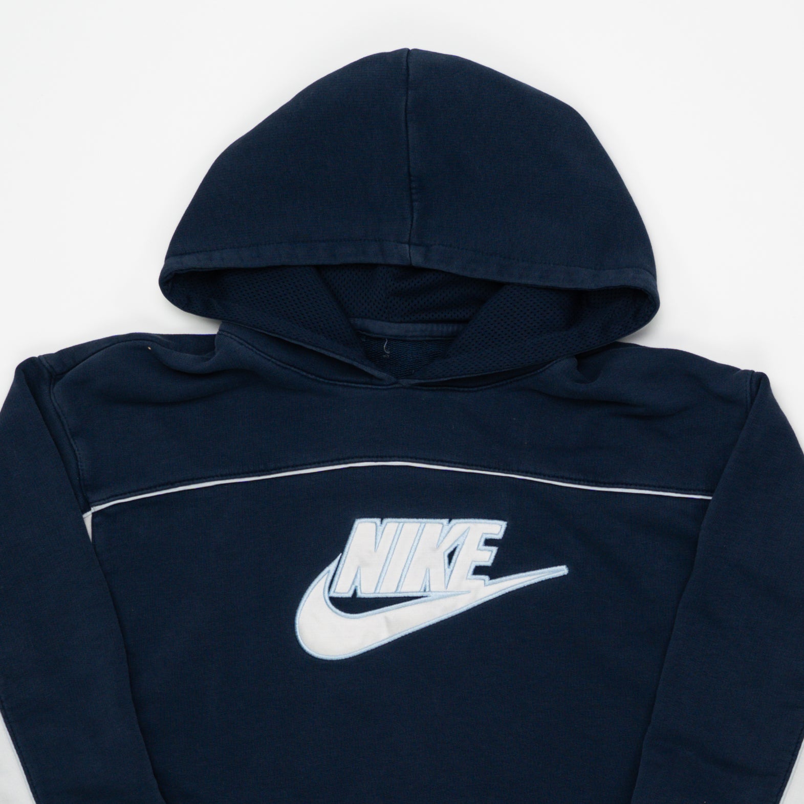Vintage Navy Nike Spell Out Hoodie (M) | Rebalance Vintage.