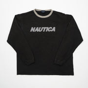 Vintage Black Nautica Ringer Long Sleeve (M)