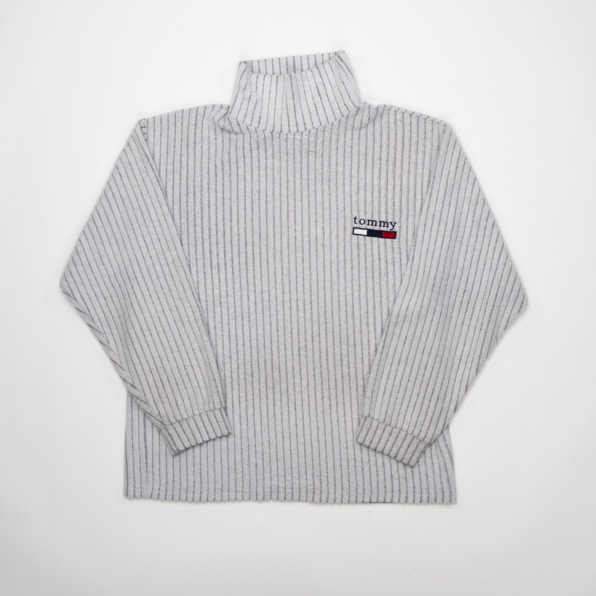 Vintage 90s Grey Tommy Hilfiger Fleece Turtleneck (M) | Rebalance Vintage.