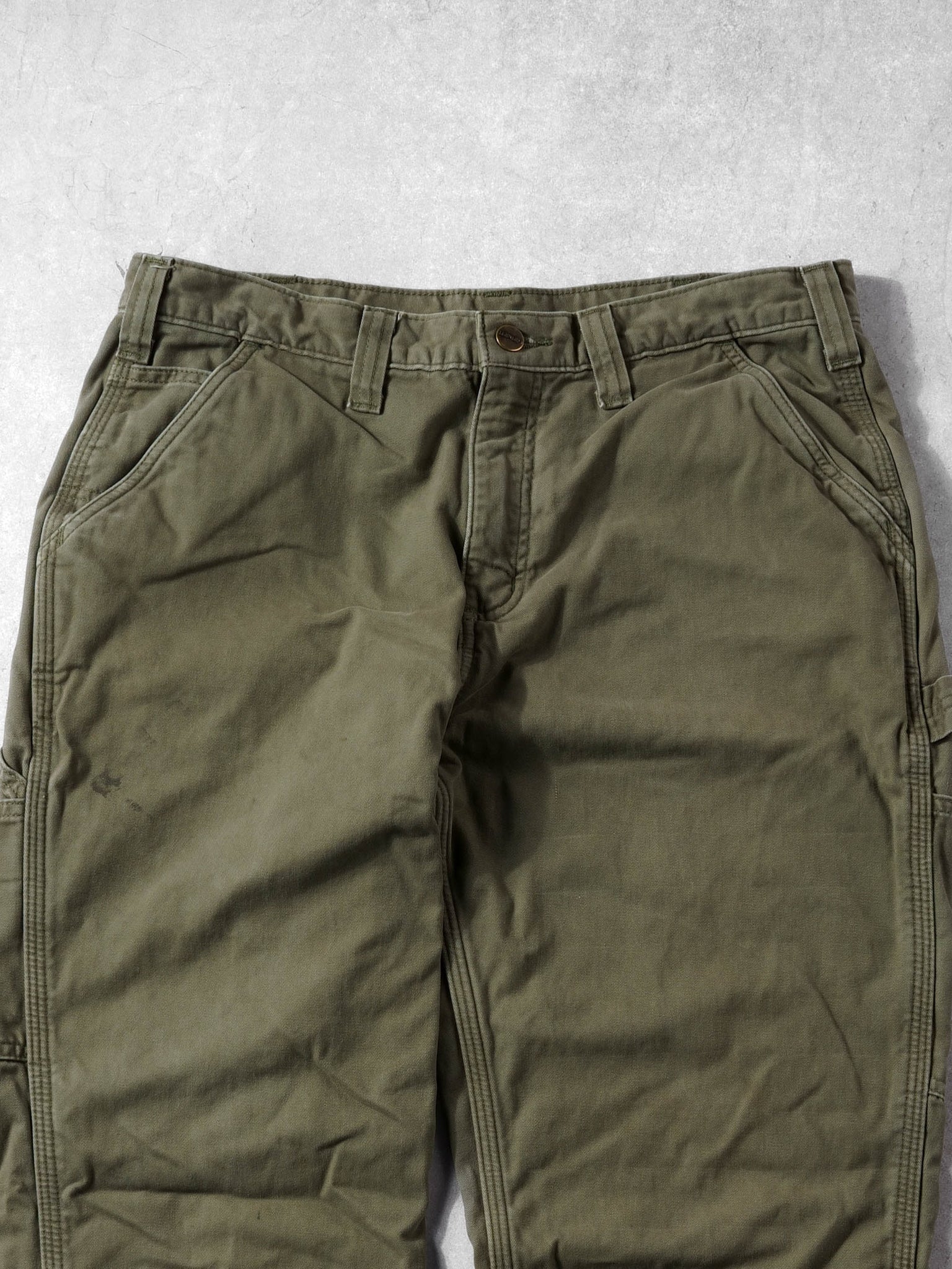 Vintage 90s Juniper Washed Green Carhartt Relax Fit Carpenter Lined Pants (34x30)