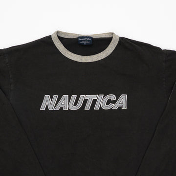 Vintage Black Nautica Ringer Long Sleeve (M) | Rebalance Vintage.