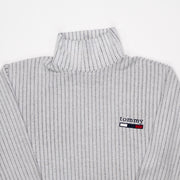 Vintage 90s Grey Tommy Hilfiger Fleece Turtleneck (M)