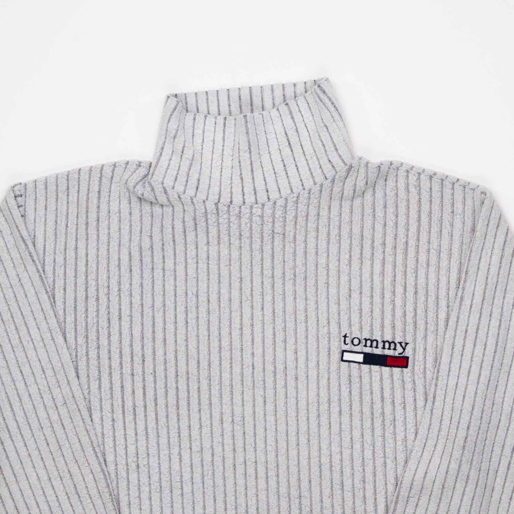 Vintage 90s Grey Tommy Hilfiger Fleece Turtleneck (M) | Rebalance Vintage.