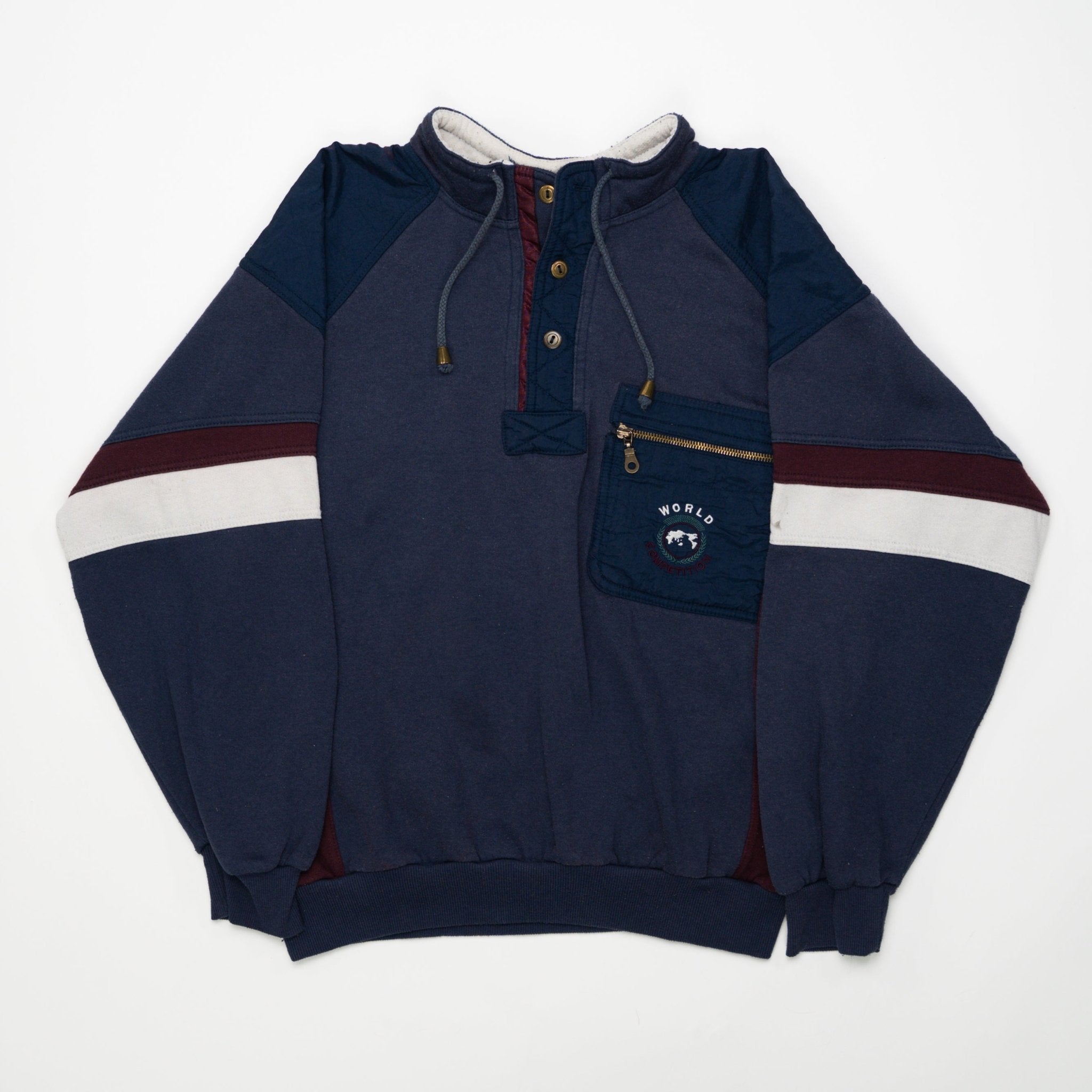 Vintage World Competition Denim Express 1/4 Button Crewneck (M/L) | Rebalance Vintage.