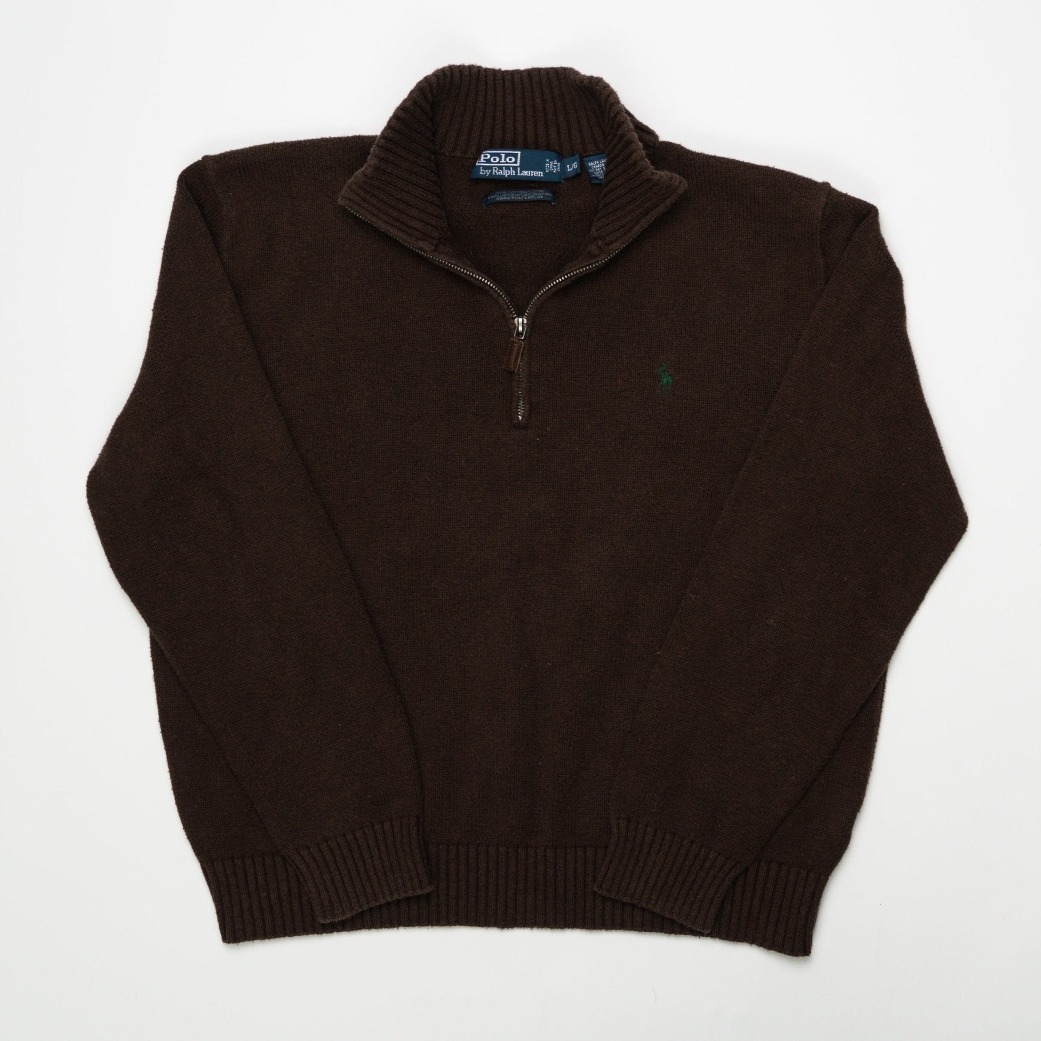 Vintage 90s Brown Polo ¼ Zip Sweater (M) | Rebalance Vintage.