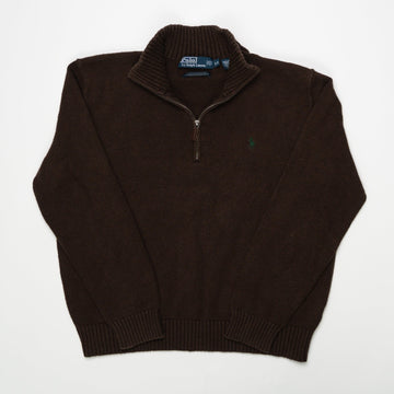 Vintage 90s Brown Polo ¼ Zip Sweater (M) | Rebalance Vintage.