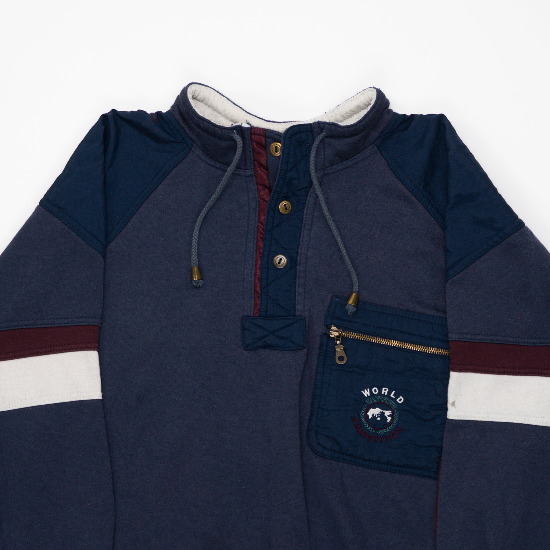 Vintage World Competition Denim Express 1/4 Button Crewneck (M/L) | Rebalance Vintage.