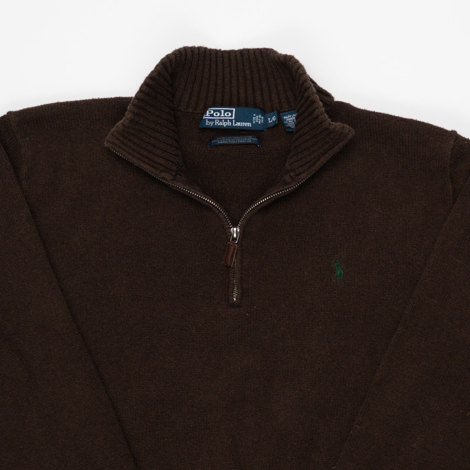 Vintage 90s Brown Polo ¼ Zip Sweater (M) | Rebalance Vintage.