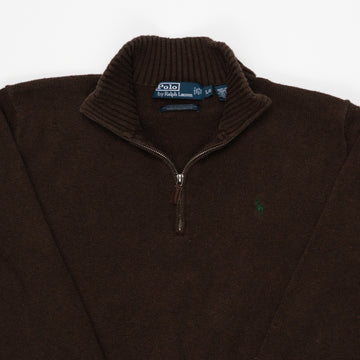 Vintage 90s Brown Polo ¼ Zip Sweater (M) | Rebalance Vintage.