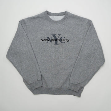 Vintage Grey New York City Embroidered Crewneck (S/M) | Rebalance Vintage.