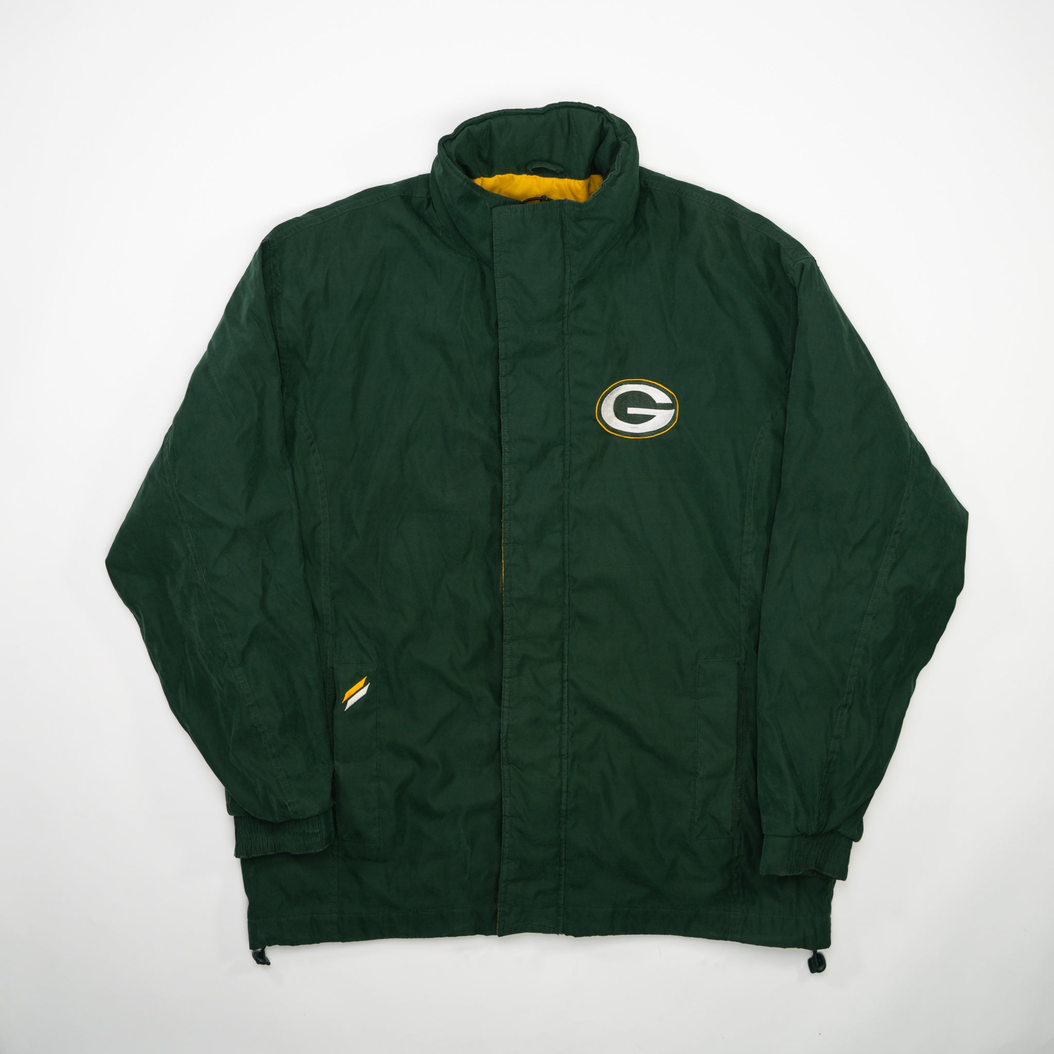 Vintage 90s Soft Green Packers Zip Up Insulated Jacket (L)