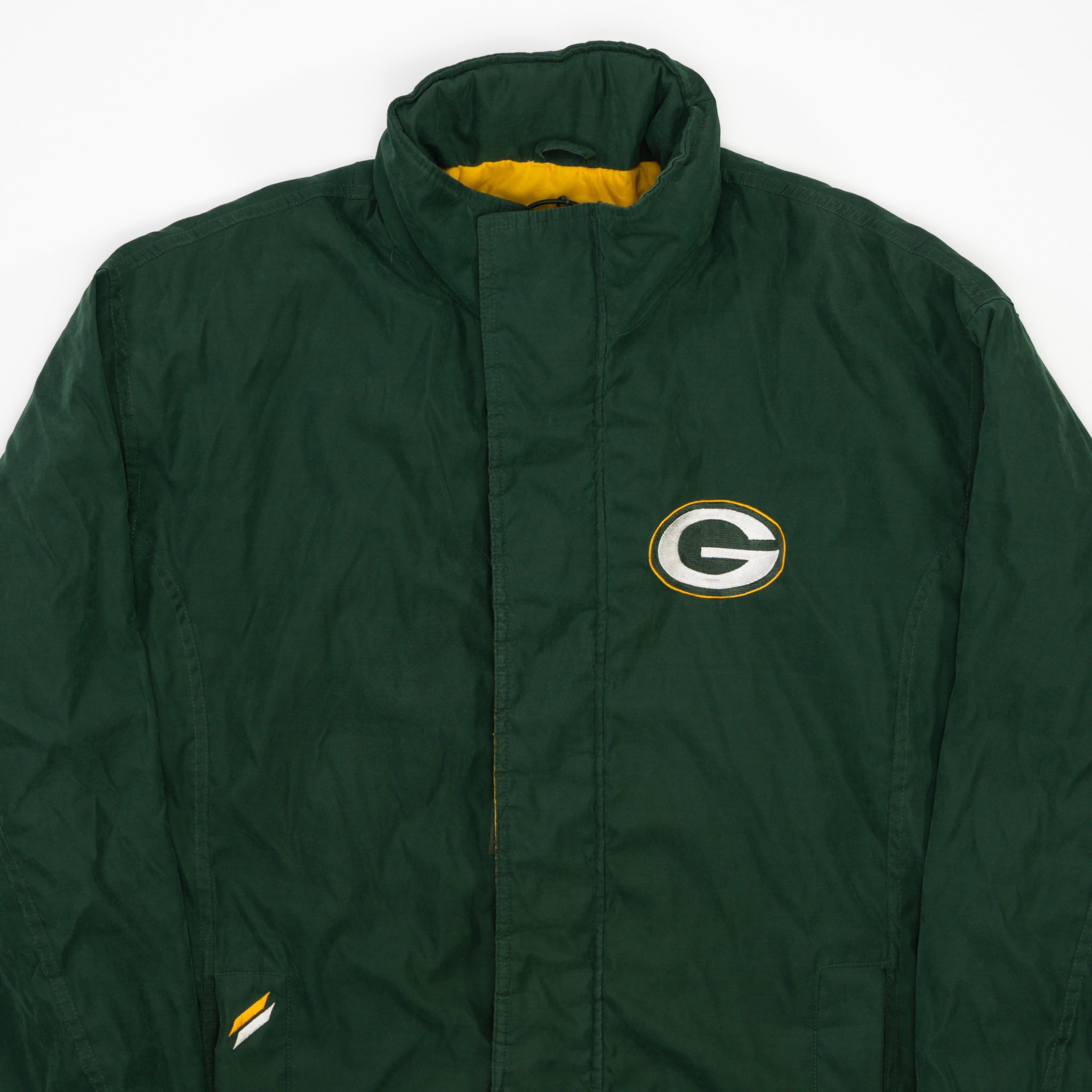 Vintage 90s Soft Green Packers Zip Up Insulated Jacket (L)