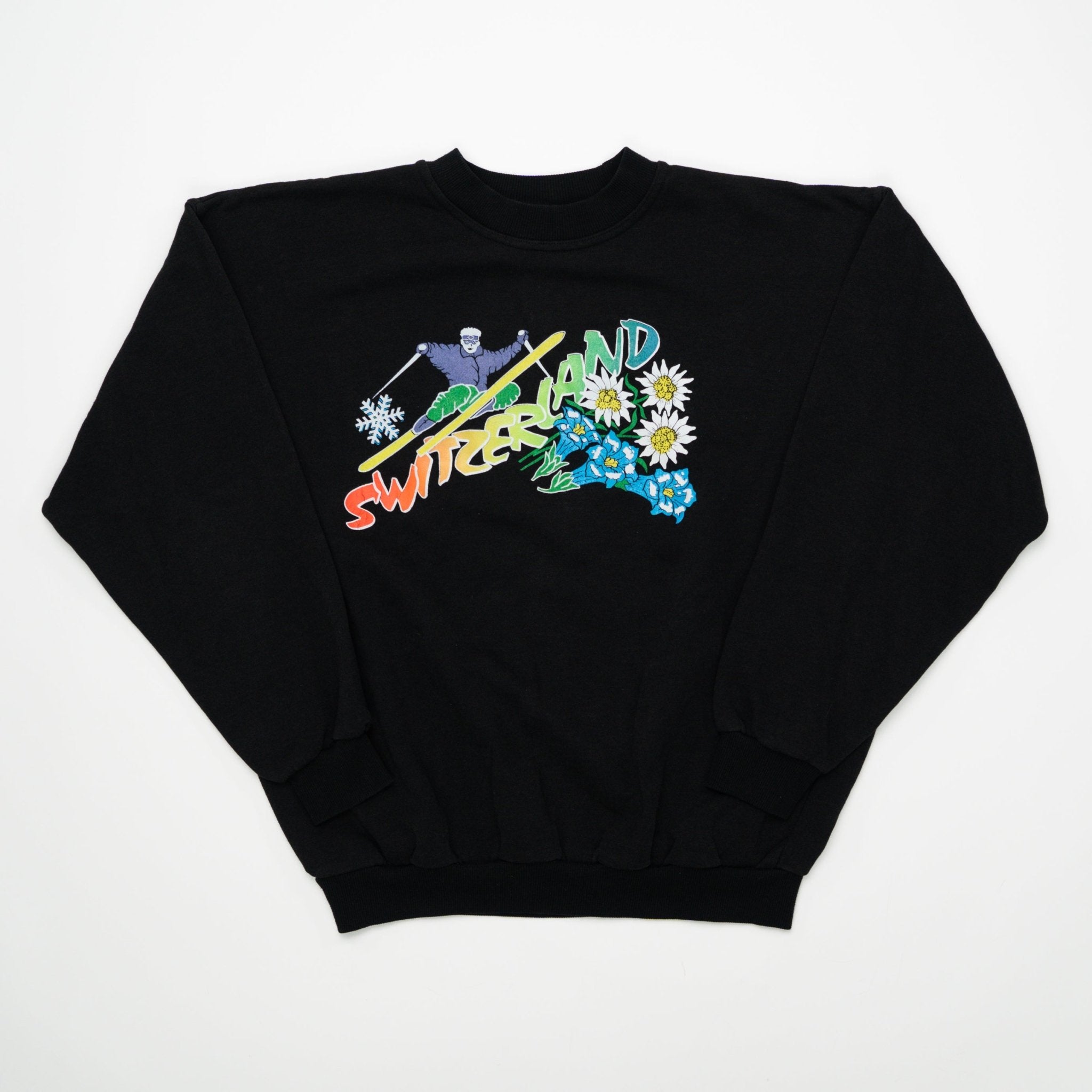 Vintage 80s Switzerland Colourful Ski Crewneck (M/L) | Rebalance Vintage.