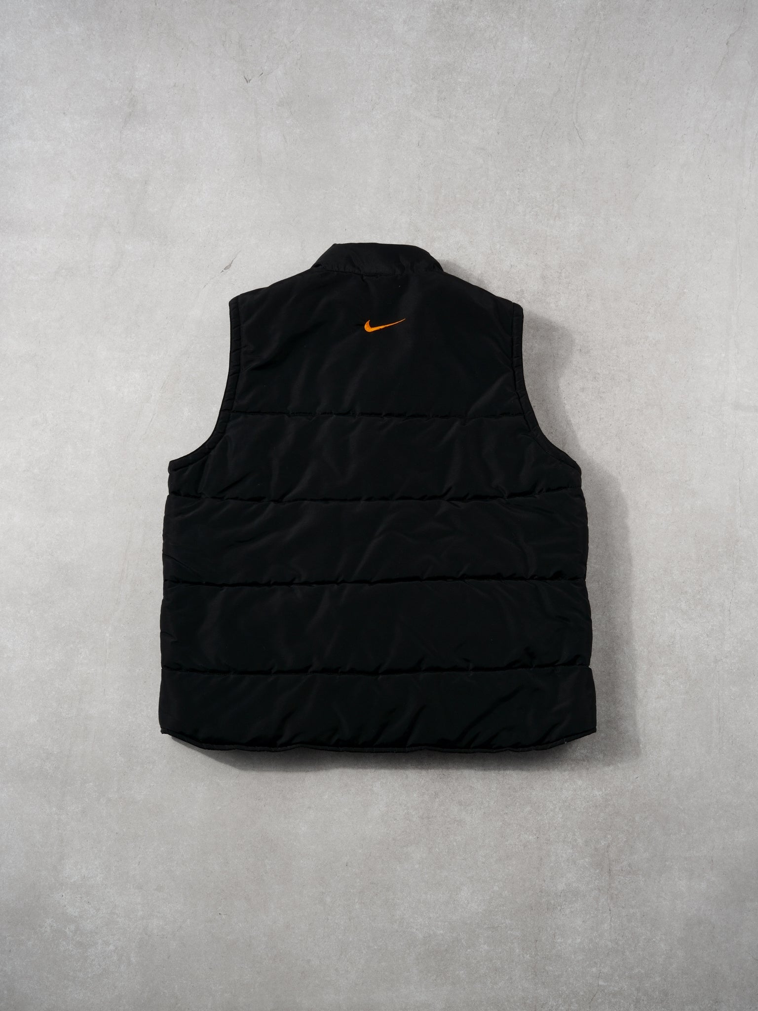 Vintage 90s Black + Orange Nike Puffer Vest (M)
