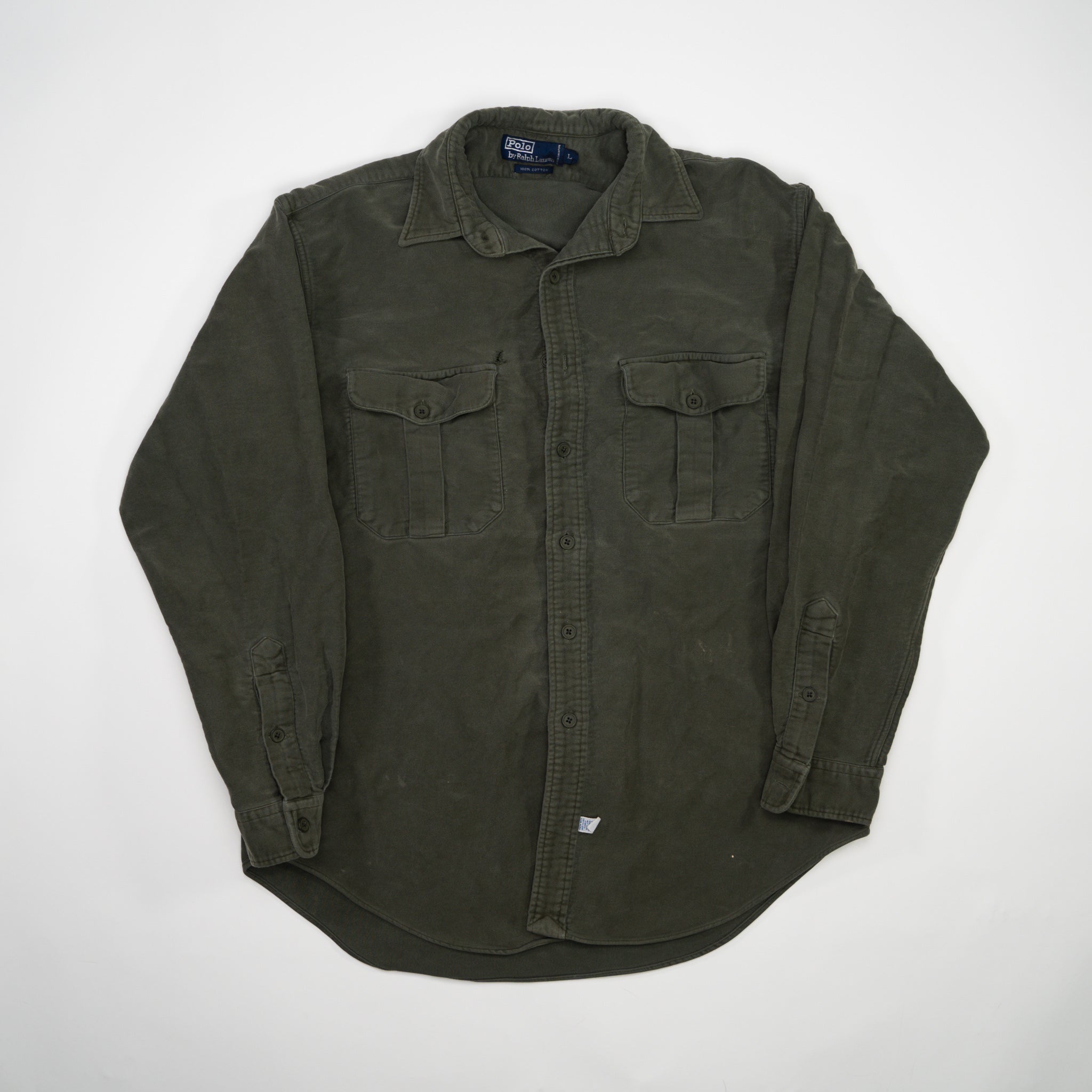 Vintage Army Green Cargo Polo RL Button Up (L)