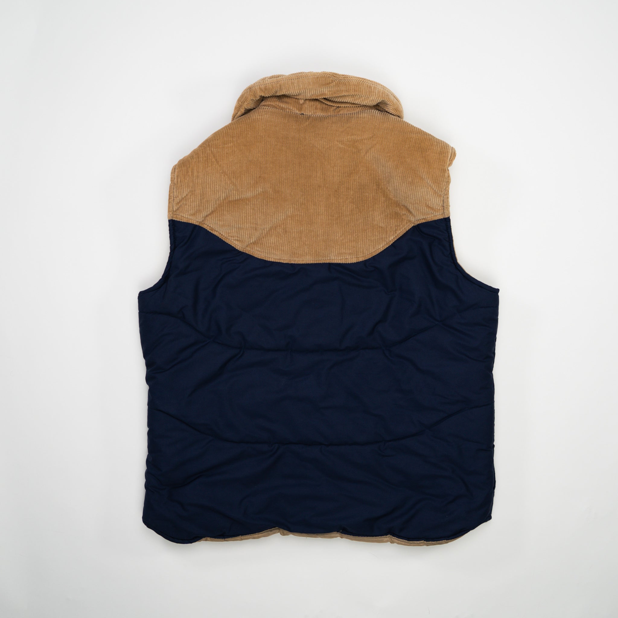 Vintage 70s Blue + Beige Puffer Vest (L)