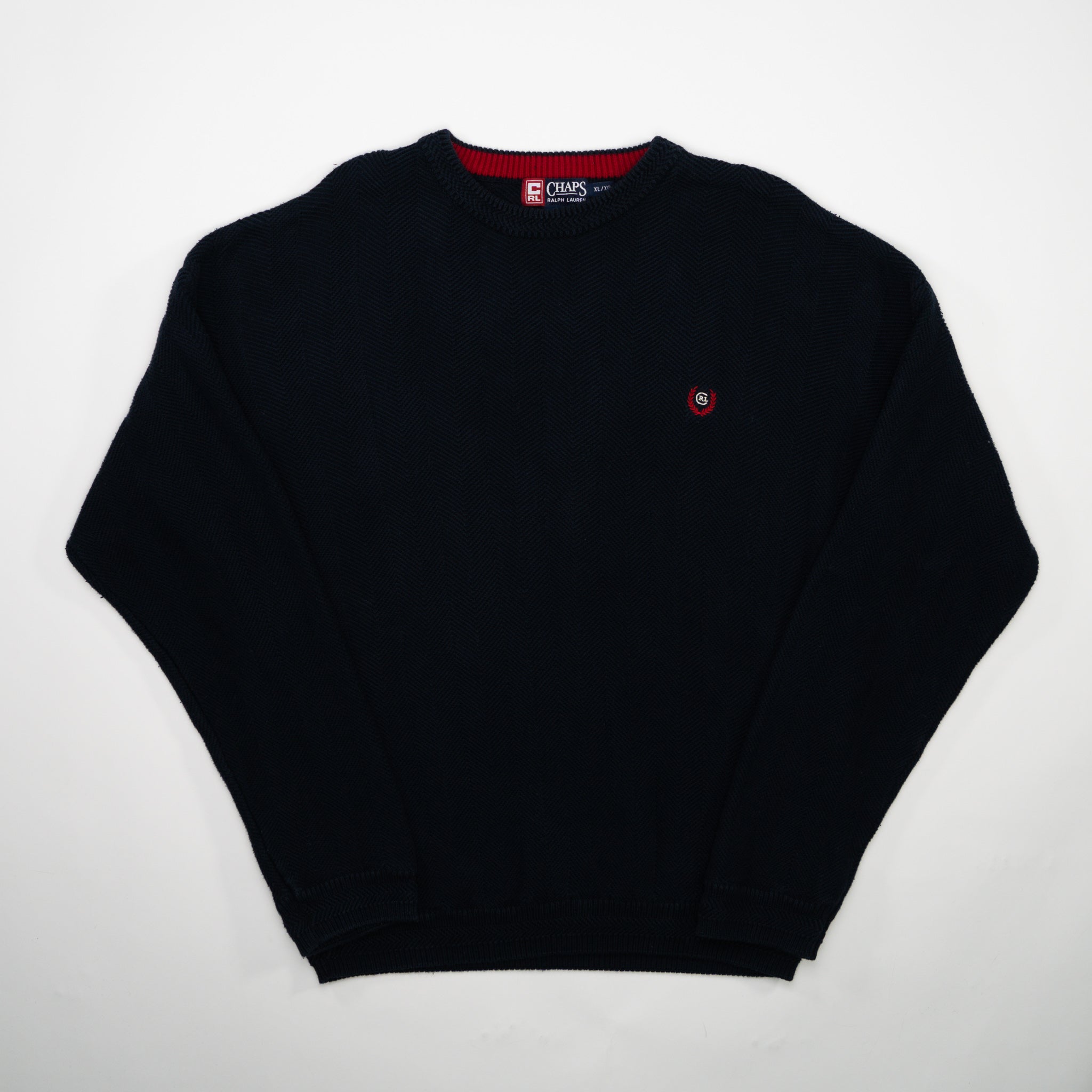 Vintage 90s Navy + Red Chaps Knit Sweater (L)