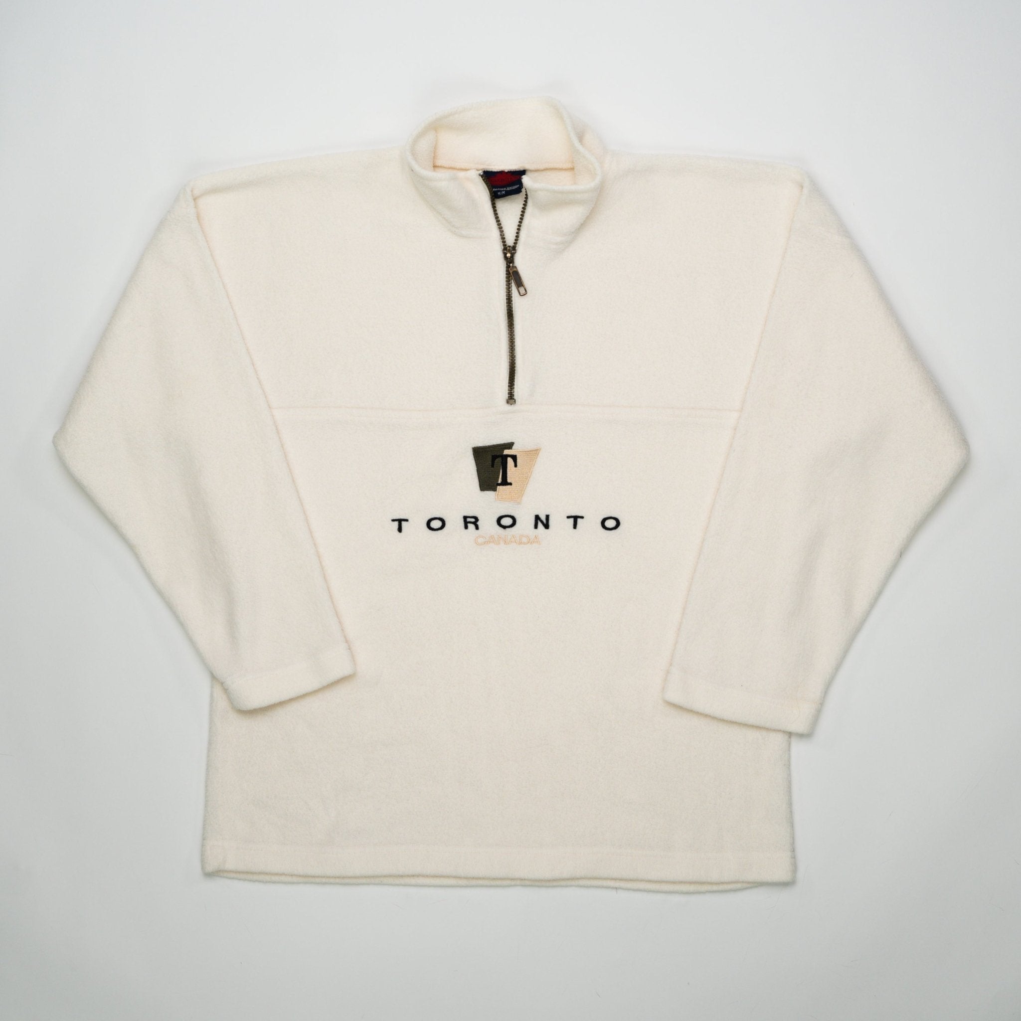 Vintage 90s Cream Toronto 1/4 Zip Fleece (L) | Rebalance Vintage.