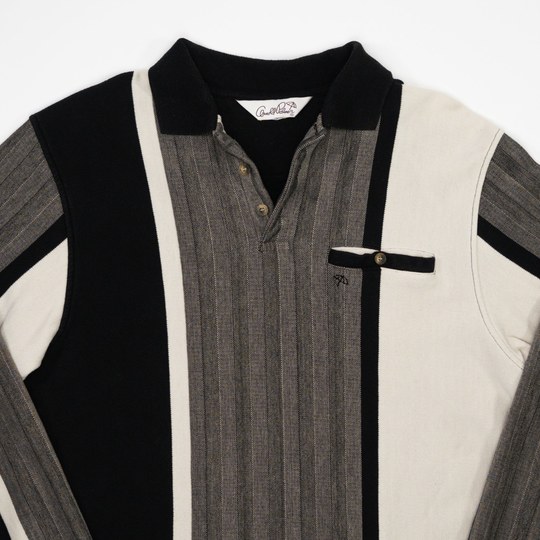 Vintage Black, Grey + Cream Arnold Palmer Collared Sweater (M/L)